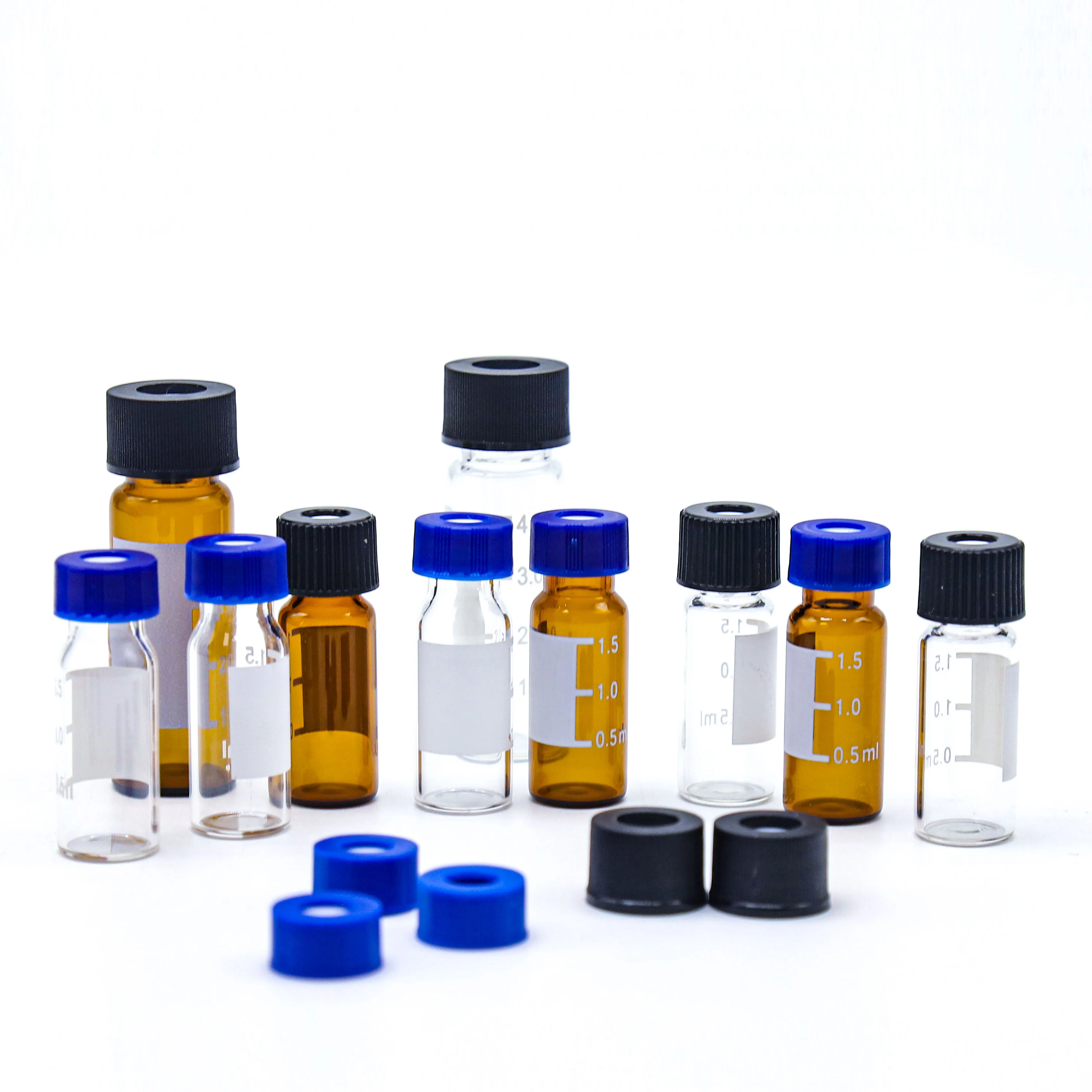 Homay Wholesale 9-425 Standard 2ml Amber HPLC Glass Vials Screw Thread Autosampler Vials with Patch for HPLC instrument