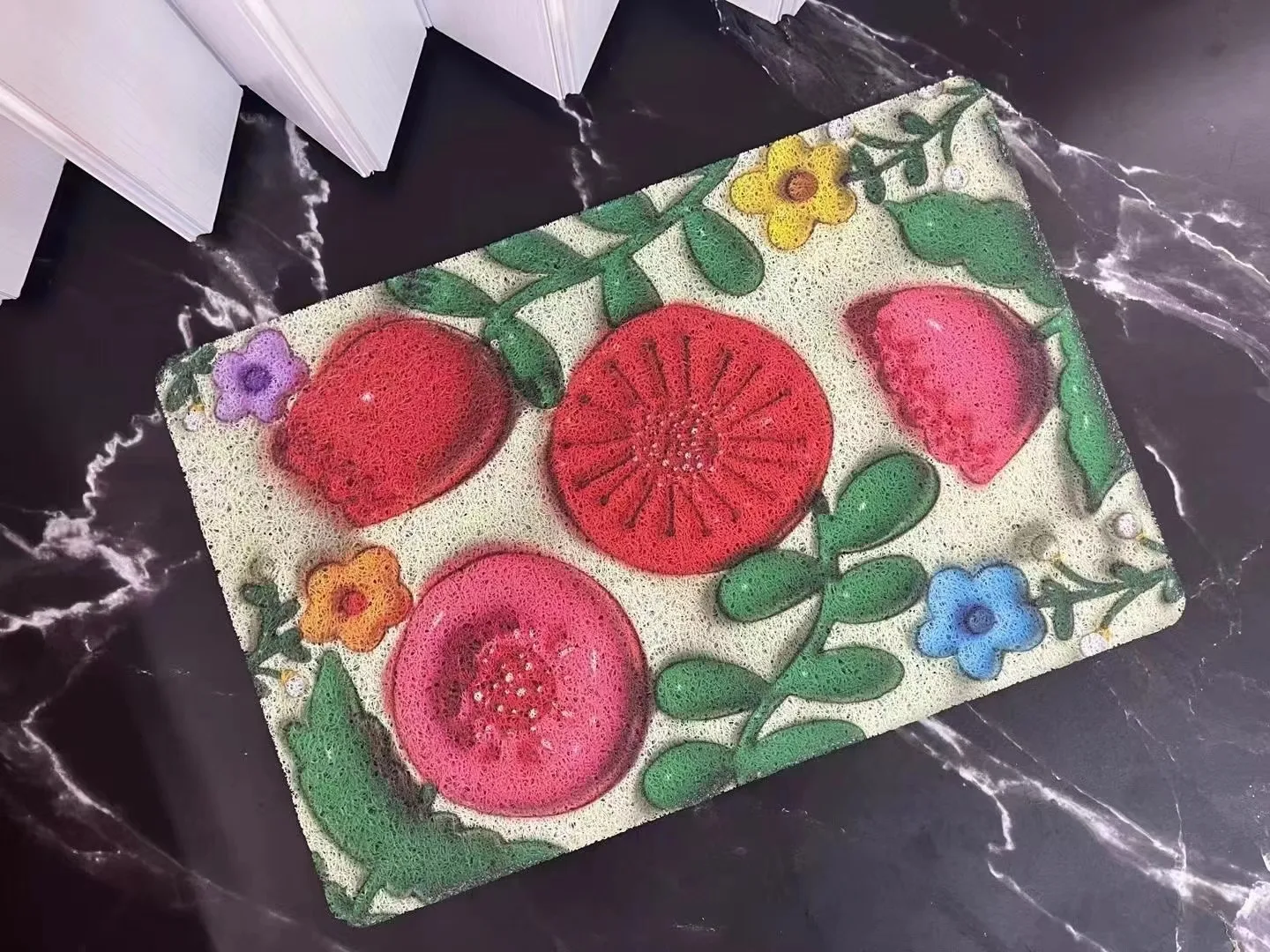 Custom Heavy Commercial Door Mat Rubber 3d Printed Flower  Pvc Coil Door Mat