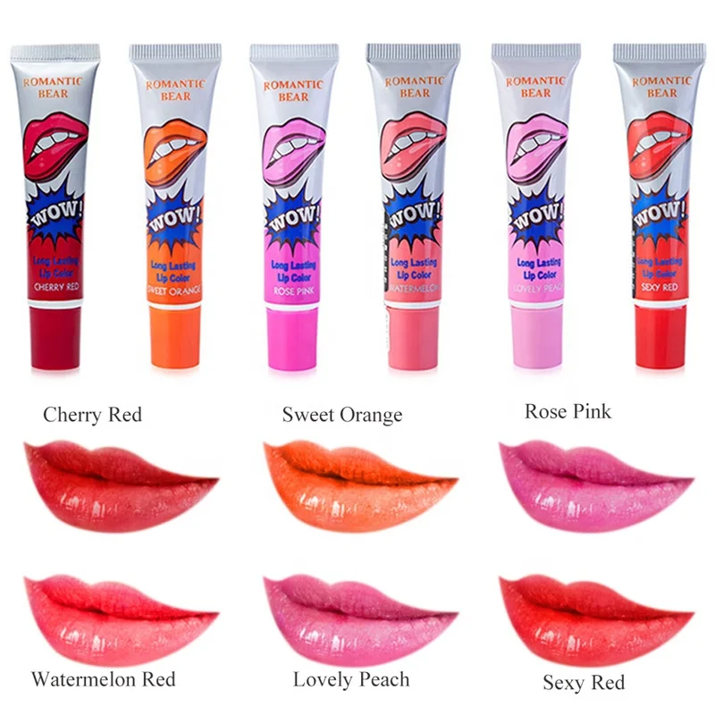 Romantic Bear 6 Colors Peel Off Lipstick Magic Matte Sexy Red Make Up Long lasting Lip Gloss Beauty Wow Lip Stick
