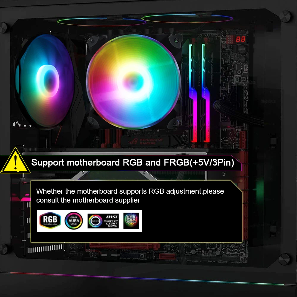 
2021 factory wholesale 120mm 120*120*25mm for computer case 12v rgb Gaming PC cooling fan 