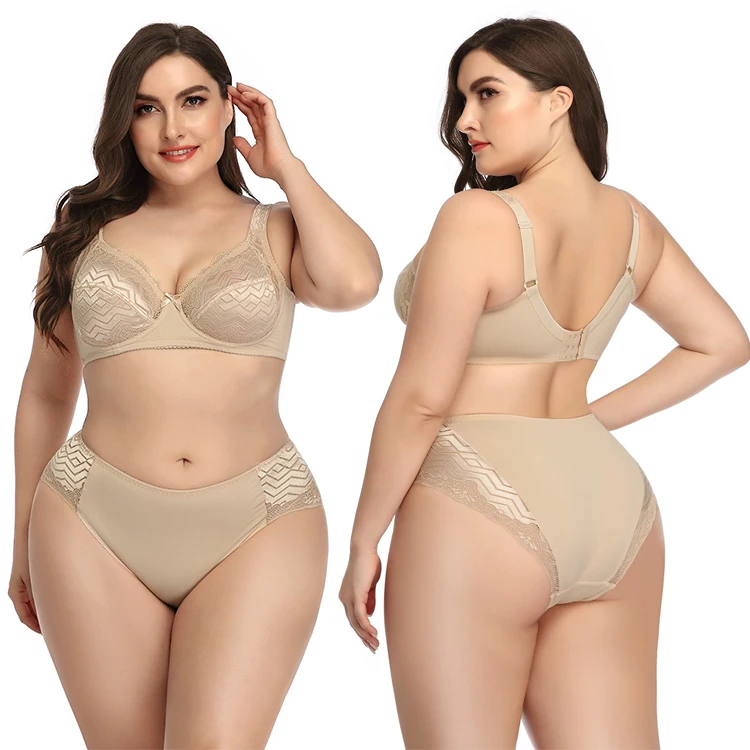 Оптовая продажа бесшовный бюстгальтер набор трусиков плюс размер женский бюстгальтер