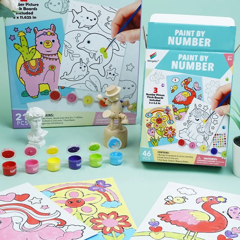 DIY Canvas Painting Kit for Kids with 6 acrylic paint  Pre Drawn Canvas for Painting for Adults Party Kits Paint