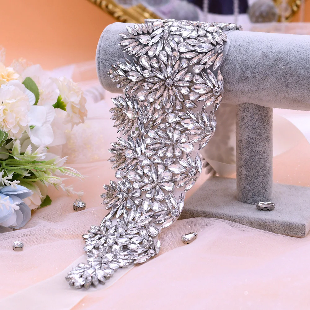 Genya Rose Gold Rhinestones Ladies Prom Evening Dress Accessories Wedding Rhinestone Girdle