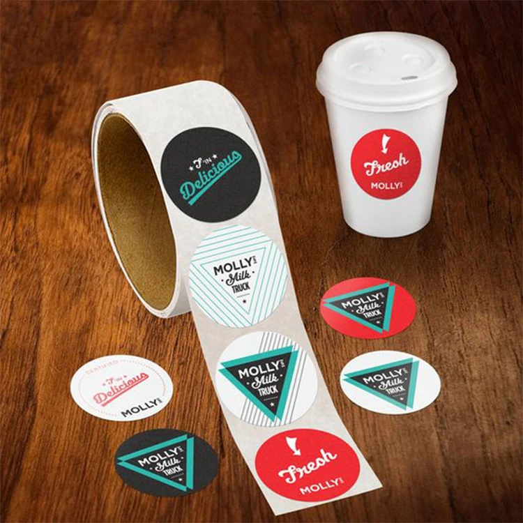 Custom Printing Design Make Your Own Adhesive Waterproof Logo PVC Vinyl Plastic Cups Lid Water Bottles Coffee Sticker Label