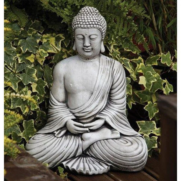 white marble buddha sitting on lotus statue sculpture