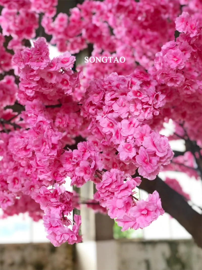 songtao Large Plastic Artificial Cherry Blossom Pink Flowers arch trees  Sakura Tree for wedding garden