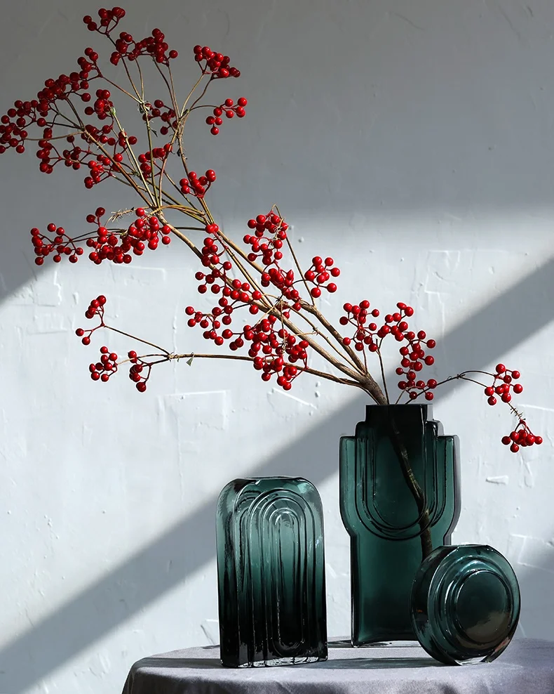 Bixuan Mouth-blown Art Glass Vase Novelty Wine Bottle Shape Modern Design Table Decor Centerpiece Solid Color Flower Vases