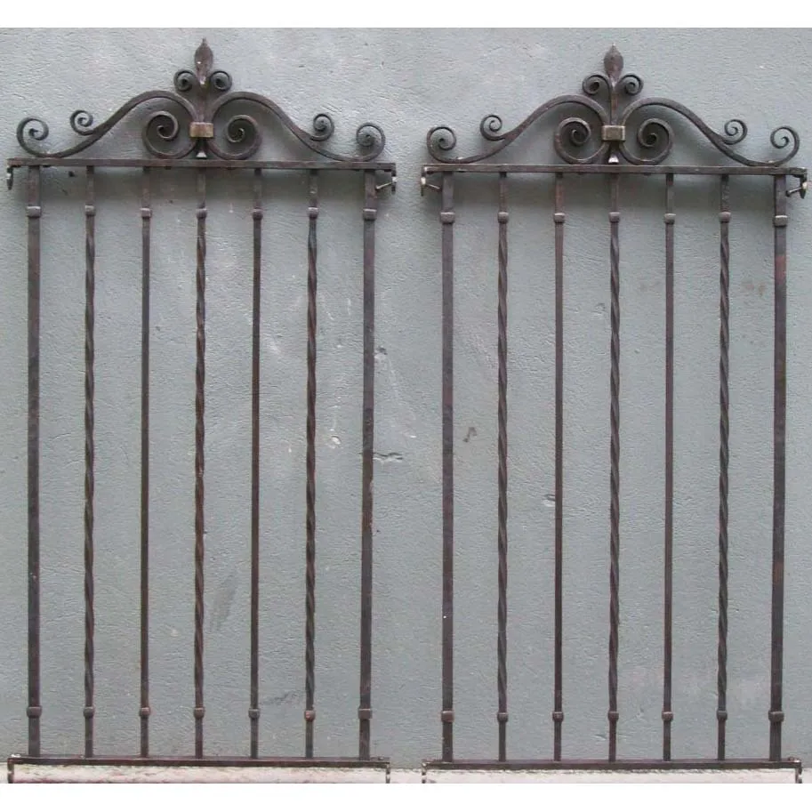 china manufacture painting powder coated hand hammered forged wrought iron window grille