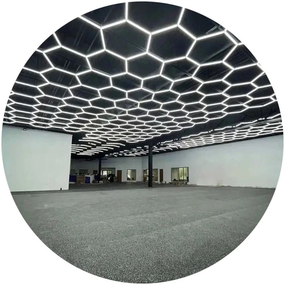 14 grids DIY Hexagon Detailing Workshop Ceiling Led Lights For Car Shop And Garage honeycomb lights