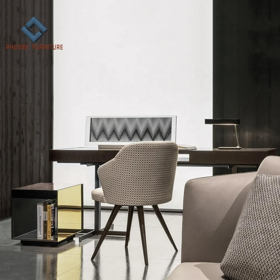 Italy luxury home modern office furniture desk design with 2 drawers and stainless steel legs