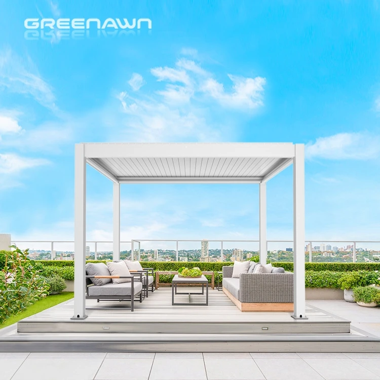 Swimming Pool SPA Waterproof Roof Sustainable Aluminum Motorized Garden Pergola Swing Sun Shade Sail Automated