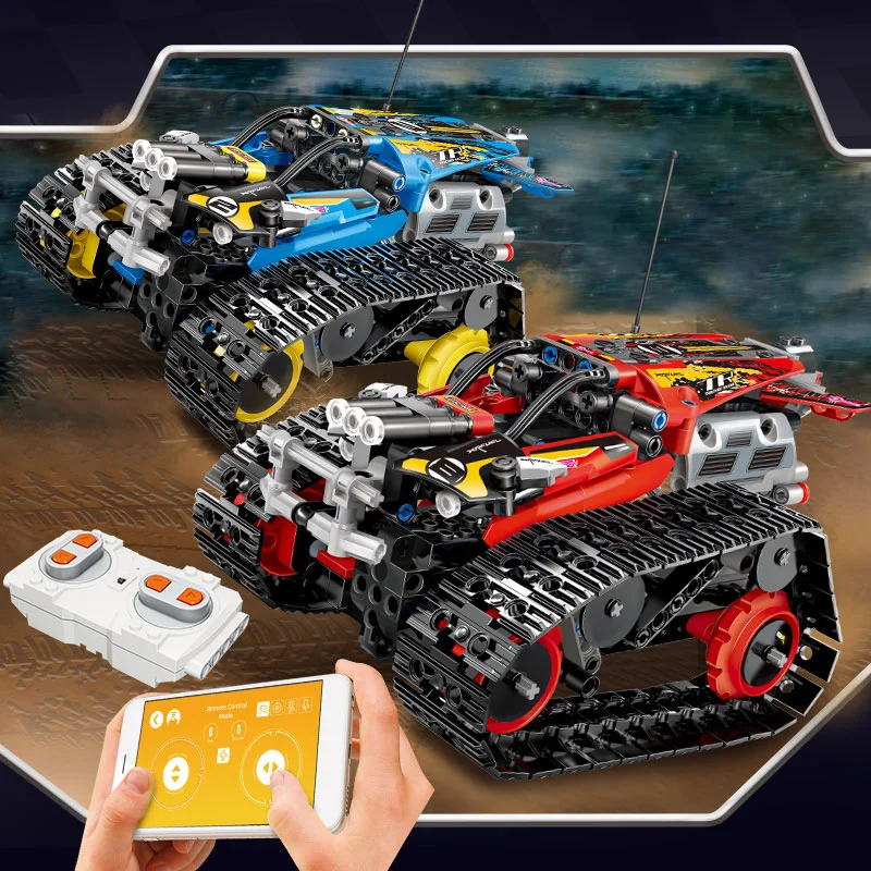8850 2.4GHz RC Tracked Racer Building Blocks Set KIT Mobile APP Control RC Car DIY Educational Toys For Kids 391PCS