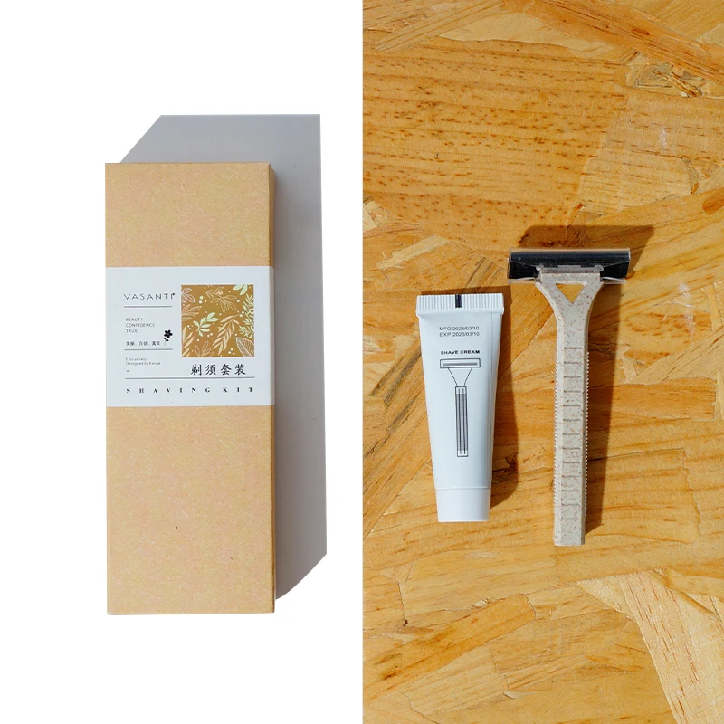 Customized Logo Disposable Hotel Shaving Kit Hotel Guest Supplies Wooden Shaving Razor
