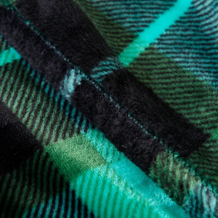  Plaid green blanket printing service Throw blankets personalized Microfiber comforting flannel fleece lush