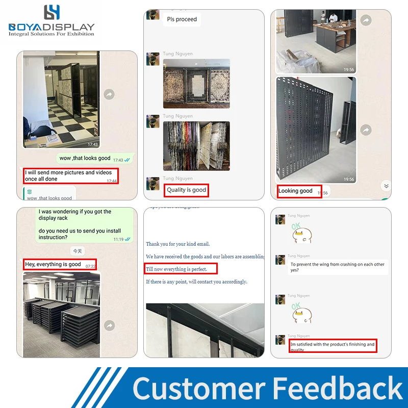 Boya Customized Exhibition Metal Marble Artificial Granite Quartz 20 Layer Sample Ceramic Tile Racks Stone Display Stand