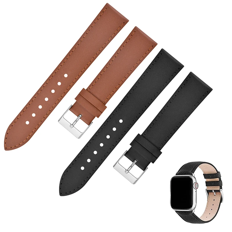 genuine leather watch leather strap 22mm 20mm custom watch straps leather Smooth for omega x swatch rolex ap Garmin smart watch