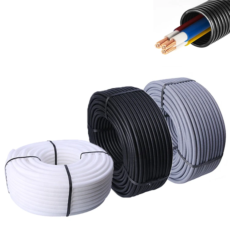 PE Size 10 flexible corrugated pipe corrugated plastic electrical conduit pipes for protecting cables,insulation and waterproof