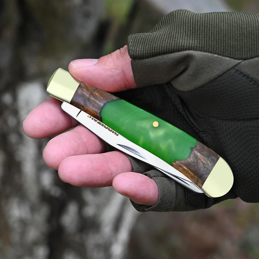 Wholesale Acrylic Handle Wave Edge Quick-opening Folding Blade Knife Italian Pocket Knife