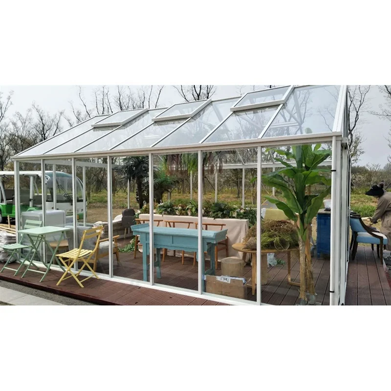 Popular Design Metal Aluminum Gazebo Sunroom Greenhouse For Grassland Party Garden Planting Cafe Lounge China Manufacturer