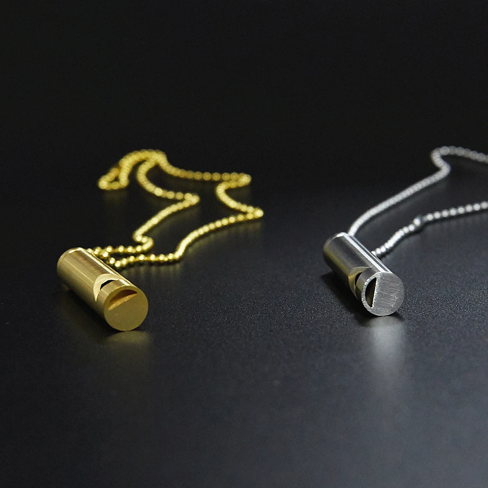 Alin Stainless Steel Stock Anti Anxiety Gold And Silver Necklace Whistle Anxiety Meditation Healing Pendant