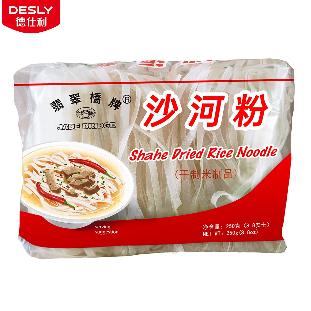 Manufacturer Easy Cook Noodle Wholesale Bulk 250 g Wide Shahe Dried Rice Noodles for Supermarket Restaurant