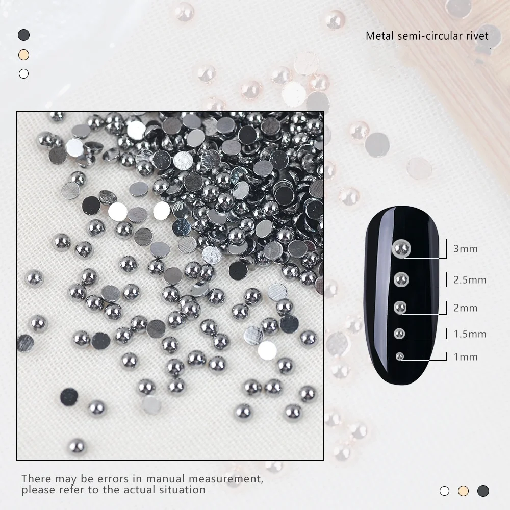 2.5MM Gold & Silver Nail Art Studs 1000pcs/Lot Fashion Half Ball Metal Rivets Manicure Decorations Tools Accessories Weddings