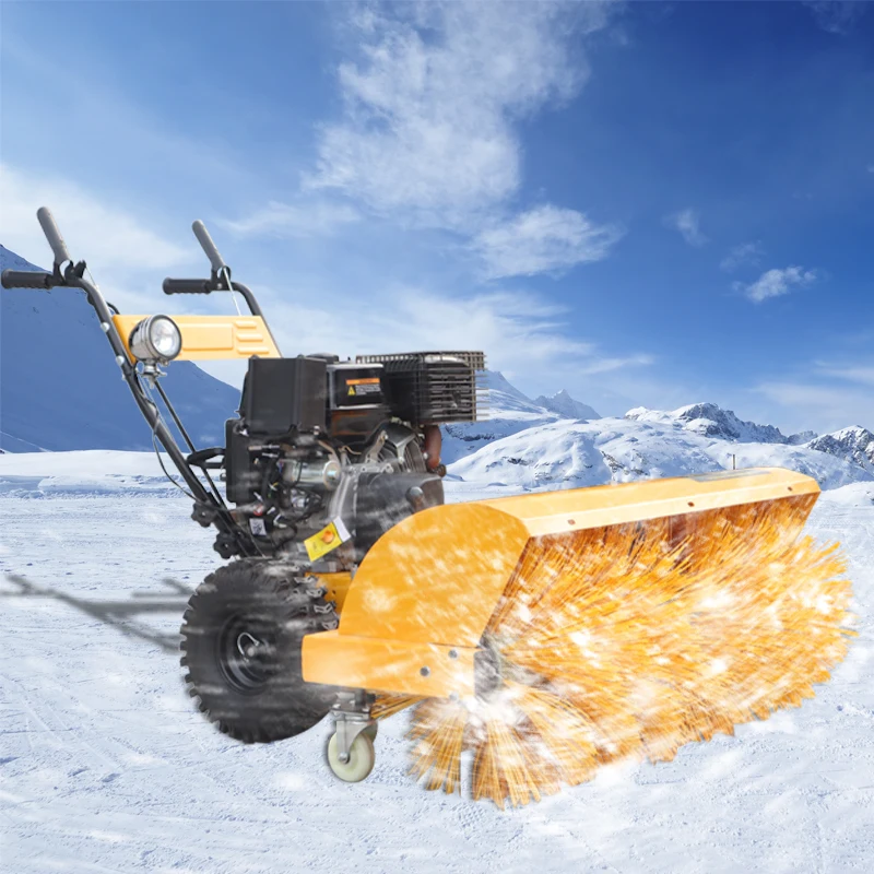 Electric Start Gasoline Engine Road Snow Removal Machine Steel Wire Brush Efficient Snow Sweeper