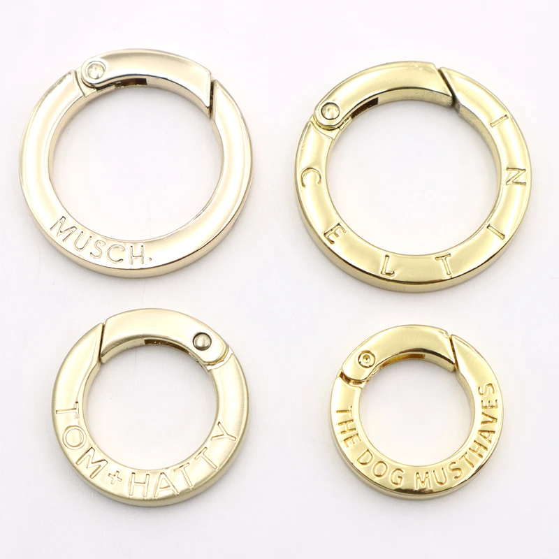 Free samples custom logo spring o ring clasps bags hardware 25mm silver metal spring gate o ring