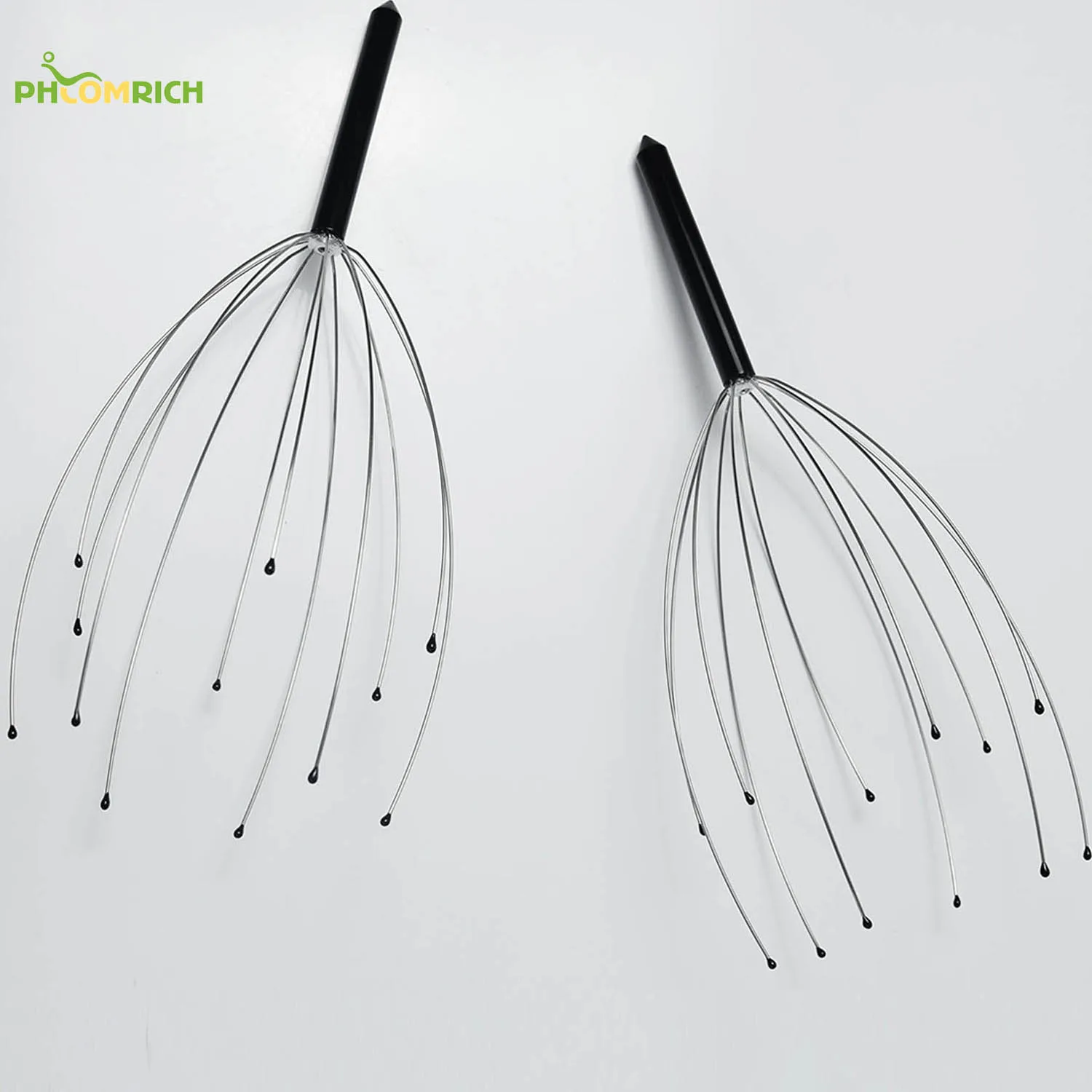 Steel Head Scratcher Massager Scalp Spider 12 Claws Wire Head Massager Finger Acupuncture Massage Rings Set