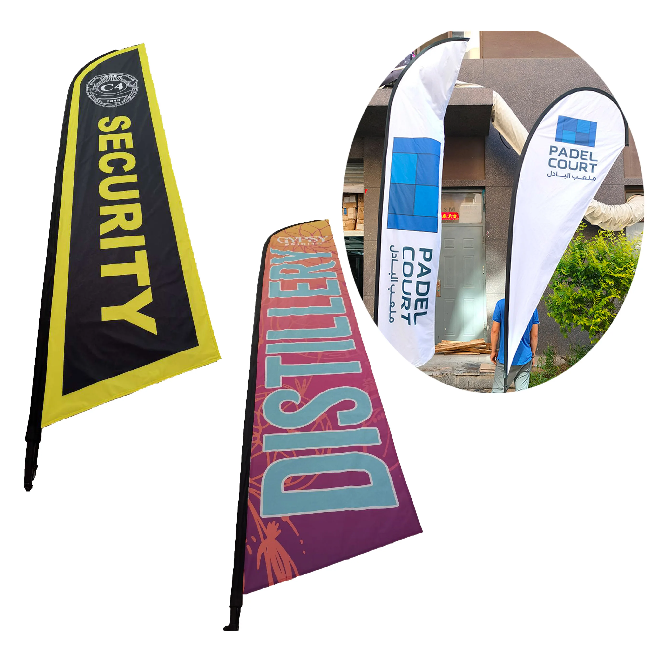 Outdoor custom advertisement digital print banner beach flag pole kit custom with logo custom lemon ice cream cake feather flag