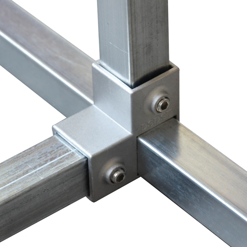 Square Tube Connectors 20 25 30mm Tube Shelf Weld-Free Connectors Outlet 3 Way Pipe Fittings