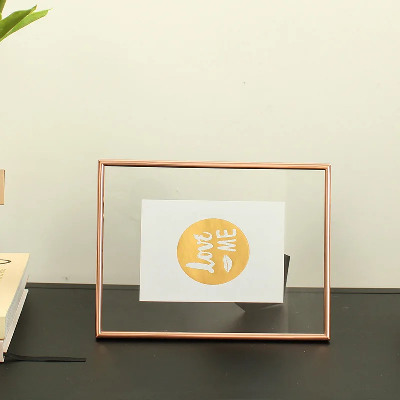 
5X7' Best selling transparent metal glass photo frame, literary fresh style photo frame home office decoration 
