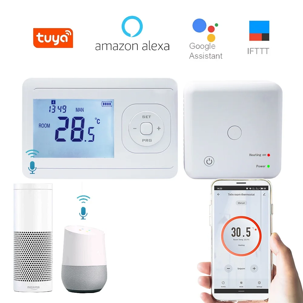 Touch screen weekly programmable AC8048 RF wireless wall wifi thermostat