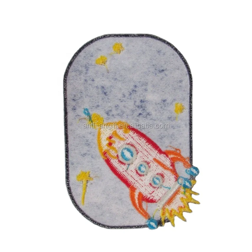 Custom Rocket Sky With Star Dark Blue Patches jacket pocket Iron On Patch Design Kids Wholesale Manufacturer Embroidery Boutique