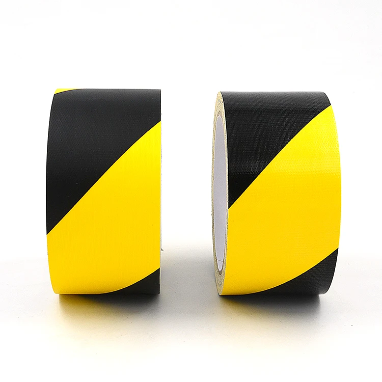 Black yellow stripe floor marking warning cloth hazard duct tape for underground marking