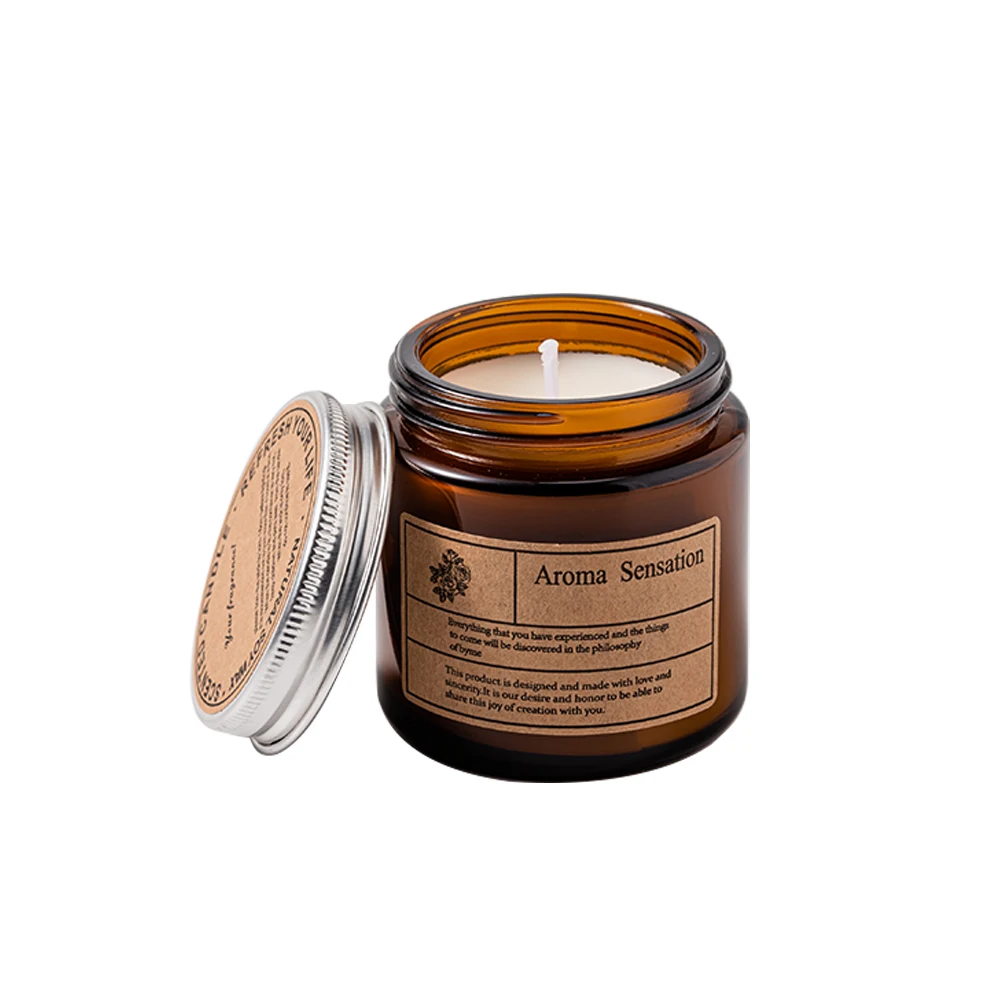Free sample brown glass cotton wick bulk price candle oil soy luxury private label scented candle for christmas decor
