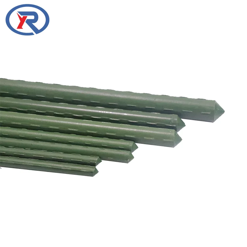 Garden PE Plastic Coated Steel Metal Plant Support Stakes For Tomato Cages