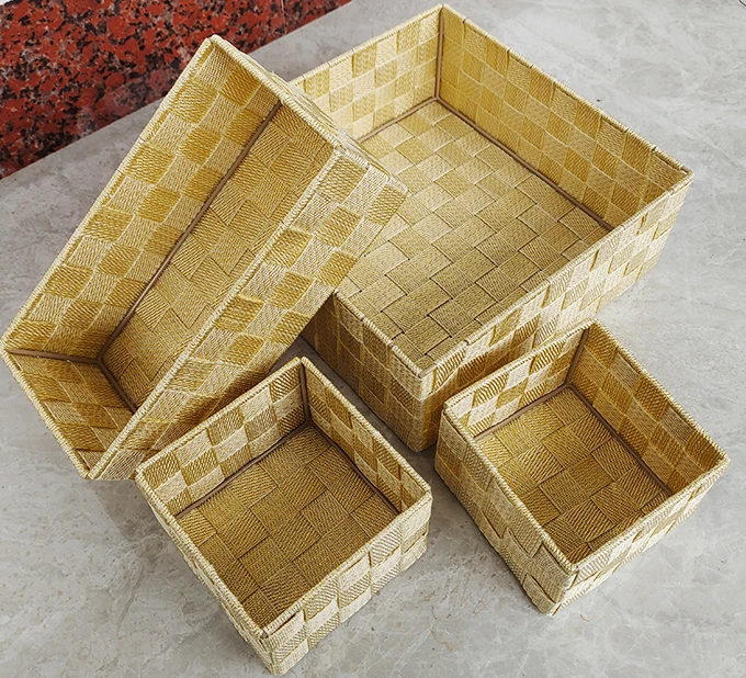 Wholesale Handmade PP Strap Non-Woven Polypropylene Decorative Weaving Basket