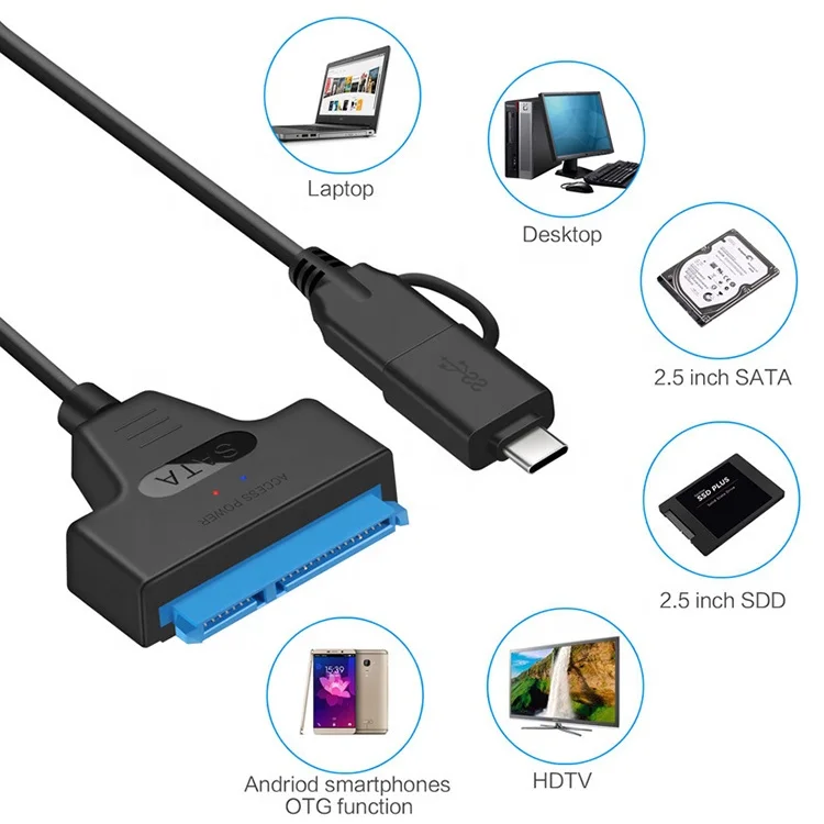  Высокоскоростной 5gbps 2 5 дюймовый SSD HDD жесткий диск Type C USB 3 0 Sata