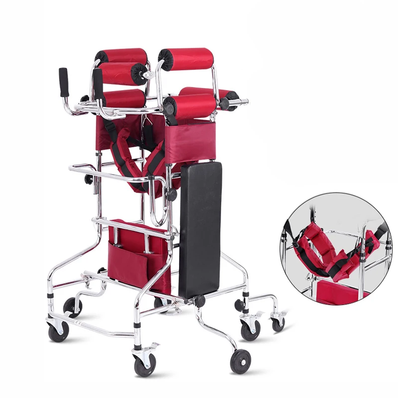 Training Equipment Elderly Walking Aid Stand Frame Rehabilitation Height Adjustable Hemiplegia Disabled Walker With Seat Wheel