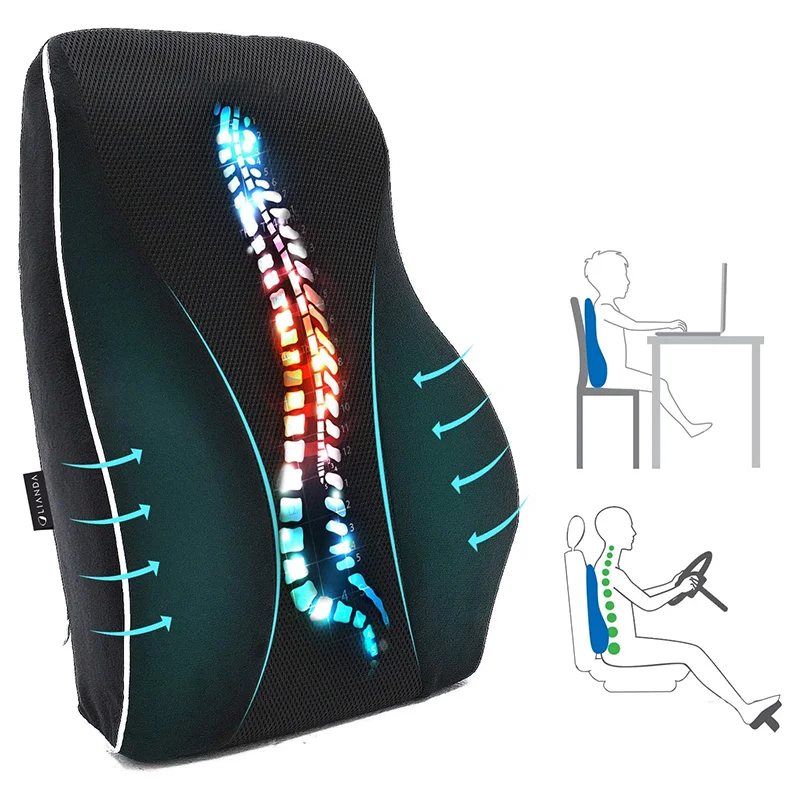 Foldable Bus Driver Waist Backrest Cushion Memory Foam Lumbar Support Chair Back Cushion For Pain Relief