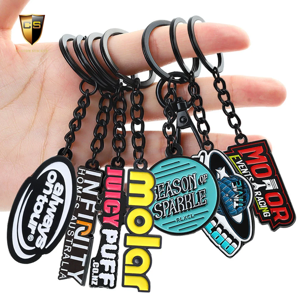 CS Custom Wholesale Custom Metal leather PVC Ribbon Key Chain  Custom Logo High Quality  Metal  Keychain