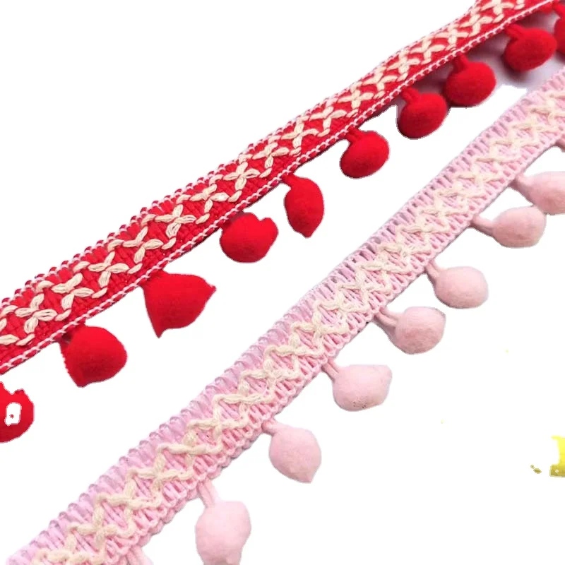 3cm diy sewing garment accessory trimming tassel ethnic button ribbon decorative clothing pom pom ball knitted fringe lace trims