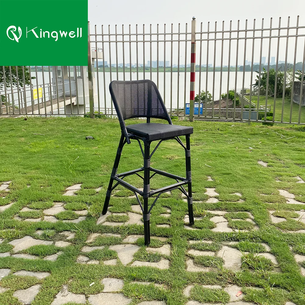 Foshan furniture patio bar stool rattan black high bar patio chair rustic french style