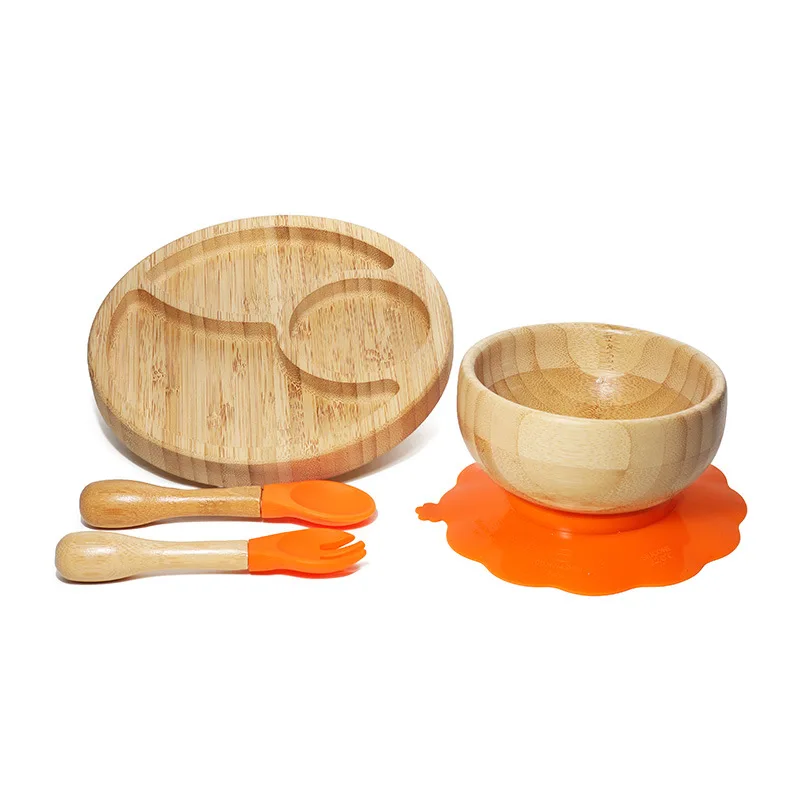 Custom Logo Dinner Plates Fox Sheep Rabbit Elephant Monkey lion Koala Shape Kids Bamboo Plate Animal Baby Plate with silicone