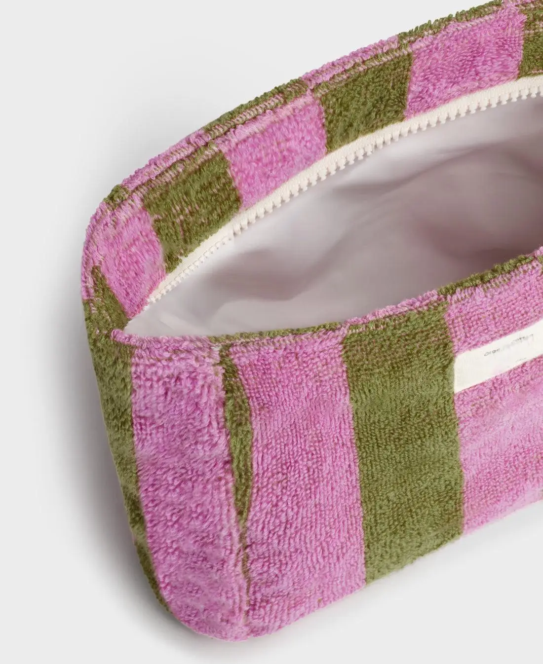 Custom Size Logo Striped Cotton Towel Towelling Terry Cloth Zipper Beauty Cosmetic Makeup Make Up Toiletry Skincare Pouch Bag