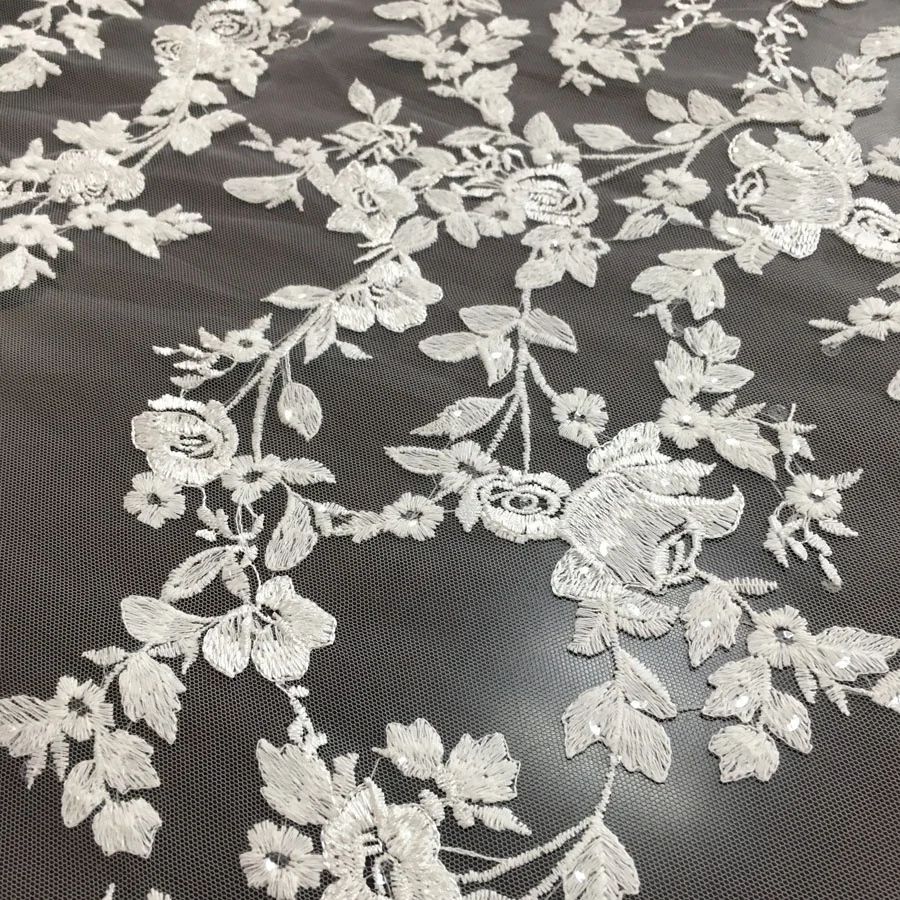 Лидер продаж кружевное свадебное платье белого цвета/Модная вышитая блестками Тюлевая кружевная ткань в