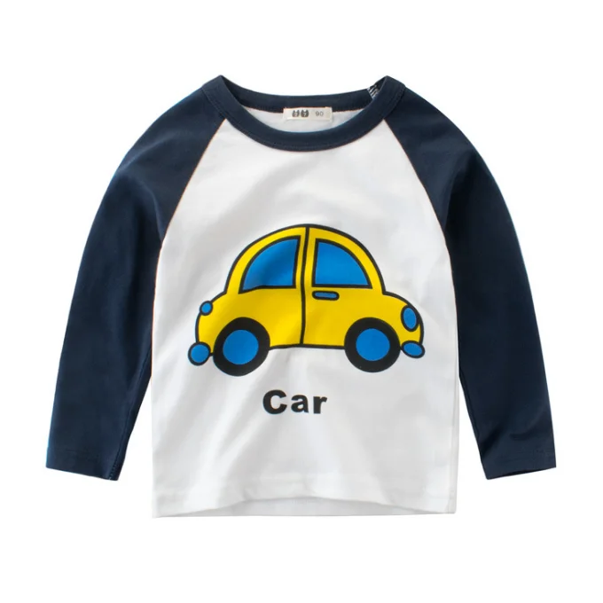 
YY10028B 2021 Spring and Summer New Arrival boys long sleeve round neck for Children kids print t-shirt 