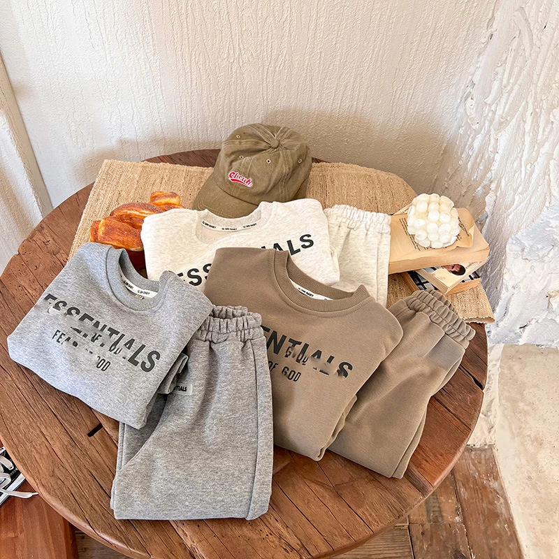 Hot Sell Children Sports Suit Autumn Outfits for Kids Boy Girls Cotton Sweater Casual Clothing Sets