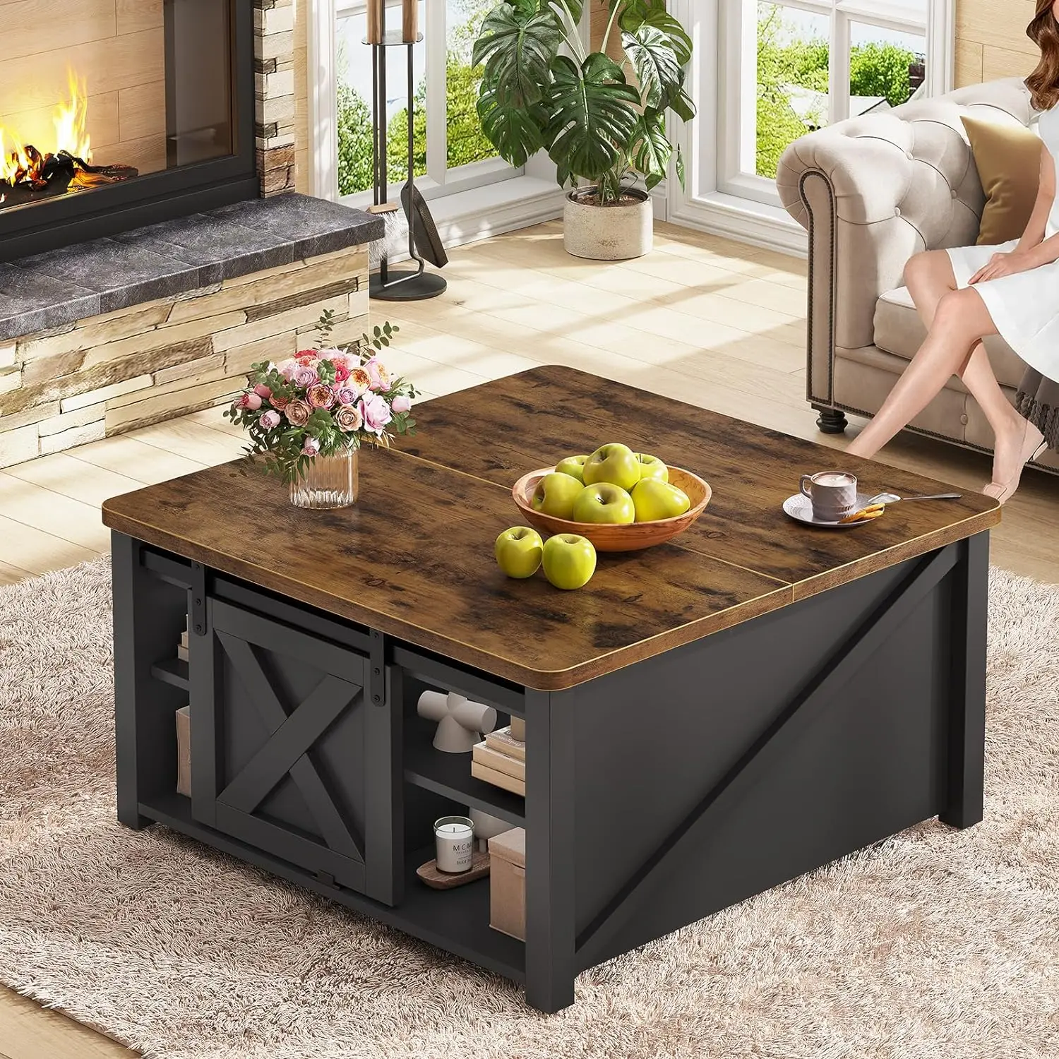 Coffee Table Phoenix Home Extendable Lift Up Center Table Combination Multi-Function Adjustable Coffee Table